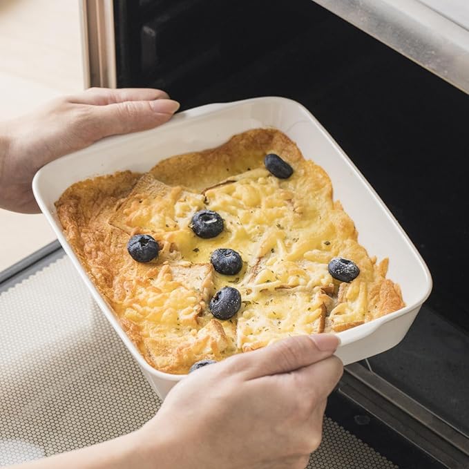 3 QT Wide Ceramic Baking Dish, White Casserole Dish with, Lasagna Pan for Oven, Ceramic Baking Pan, Kitchen Decor, Microwave Oven Safe, Dinner, Wedding (9.4" x 11.8")