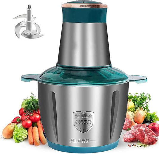Food Processor,Electric Food Chopper,Fast Shredding for Meat, Vegetables, Fruits and Nuts,Electric Food Chopper with 4 Large Sharp Blades for Meat, Upgraded Button & Smart Overheat Protectio (2L)