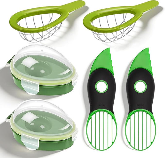 Egg Slicers, Avocado 6 Piece Set with Avocado Container, Includes Avocado Slicer and Avocado Cutter Tool, Dishwasher Safe for Slicing, Dicing and Keeping Avocados Fresh