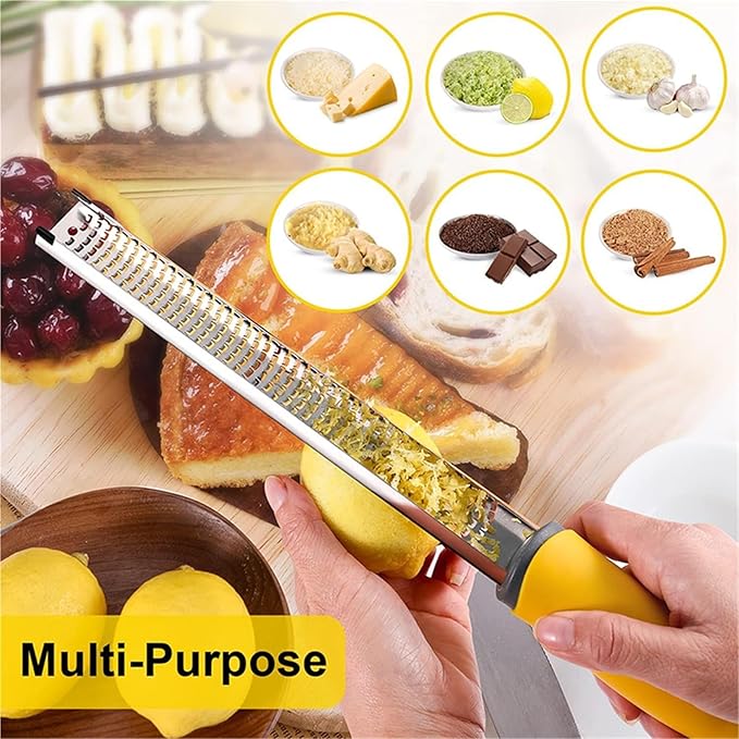 Stainless Steel Cheese Grater Lemon Zester With Cover Fruit Chocolate Nonslip Handle(Red)
