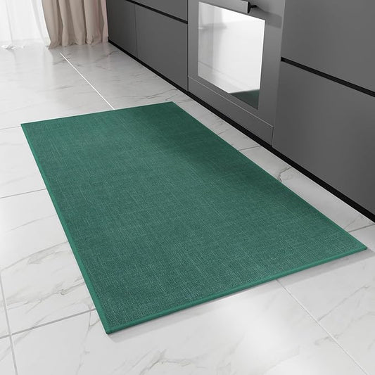 Kitchen Rug, Rubber Non Slip Kitchen Rugs Washable, Absorbent Runner Mat for Floor, Machine Washable Standing Mats for in Front of Sink, Laundry, Entryway, Hallway (Dark Green, 36" × 24")