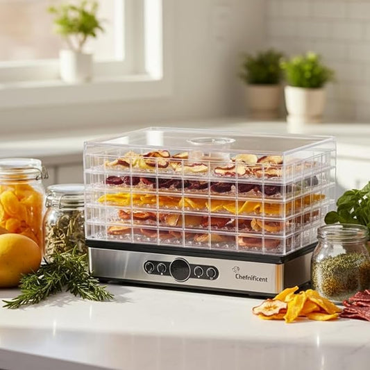Food Dehydrator DryPro 400 Machine with 5 Adjustable Trays, Rapid 4 Hour Drying, BPA Free Fruit Dryer for Jerky, Herbs, Mushrooms, Freeze Dryer Alternative for Healthy Snack