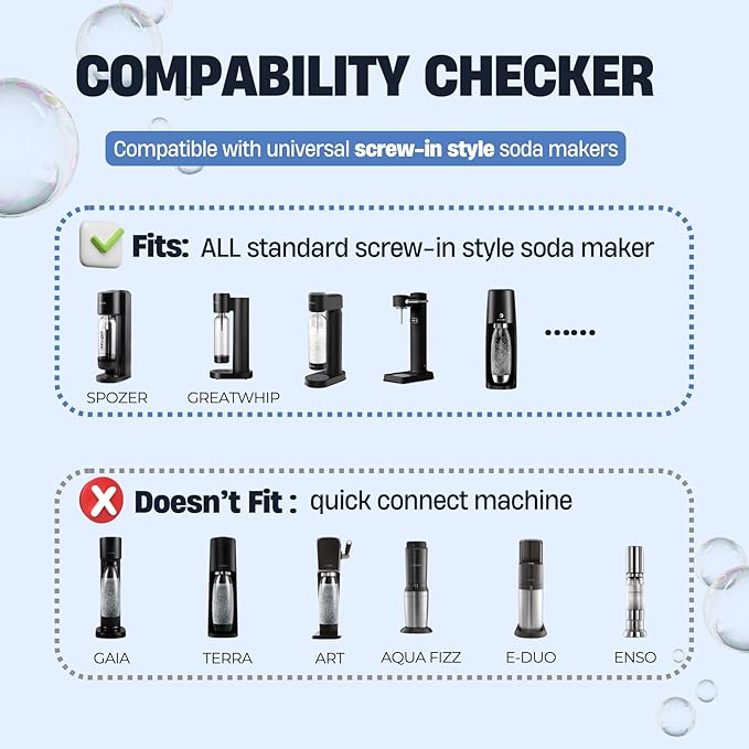 60L CO2 Cylinder for SodaStream, CO2 Canister Threaded Cylinders Compatible w/All Threaded 'Screw-In' Soda Makers, FIZZ, ONE TOUCH, JET, etc. - Set of 6