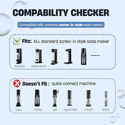 60L CO2 Cylinder for SodaStream, CO2 Canister Threaded Cylinders Compatible w/All Threaded 'Screw-In' Soda Makers, FIZZ, ONE TOUCH, JET, etc. - Set of 6