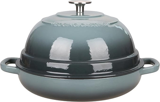 EDGING CASTING Enameled Cast Iron Dutch Oven Pot with Lid, Round Bread Oven for Homemade Sourdough Bread Baking, 6 Quart, Slateblue