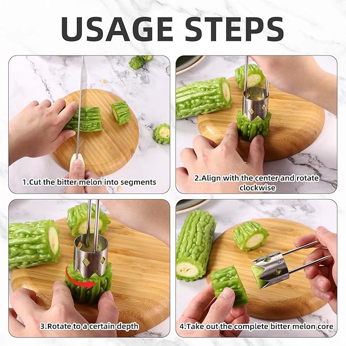 Red Bell Pepper Seed Corer, 6.3x3.74in Stainless Steel Multifunctional Fruit and Vegetable Core Remover with 2pcs Heart-Shaped Hooks Kitchen Gadget for Fruit and Vegetable Deseeding