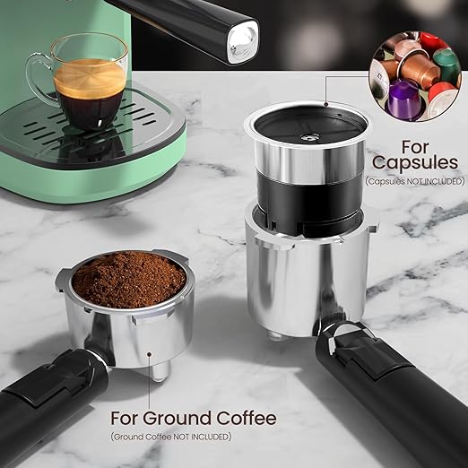 Electactic Espresso Machine 20 Bar, Professional Stainless Steel Coffee Maker with LCD Display, Steam Wand, 45oz Removable Water Tank, for Espresso, Cappuccino, Latte at Home or Office, Green