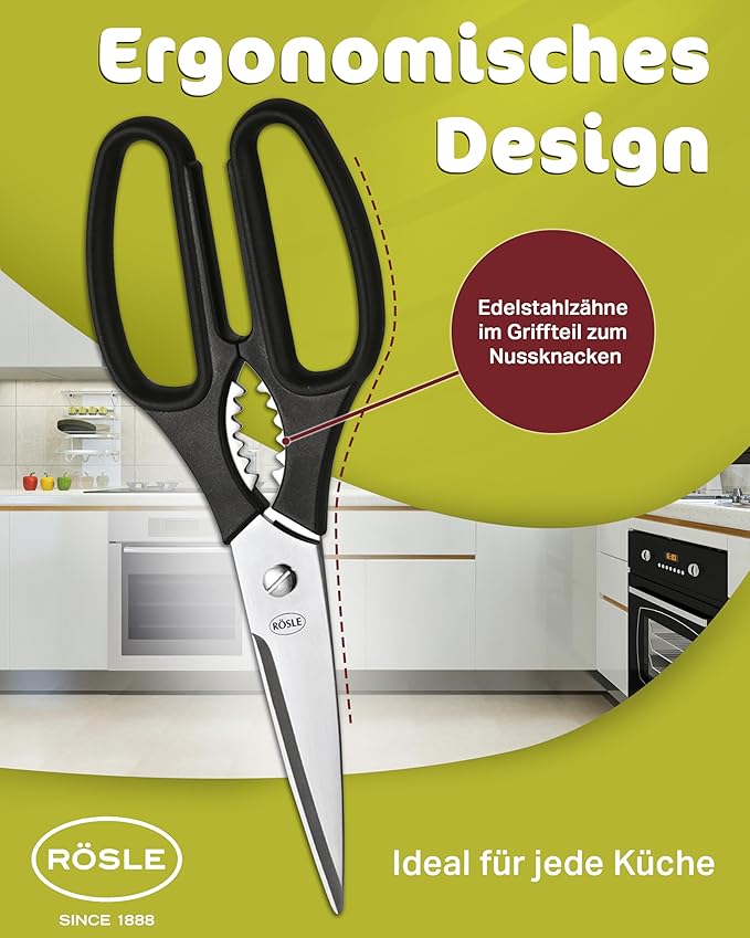Rosle Scissors, for the Kitchen, for Cooking, Stainless Steel Blade, 22 cm, 96290