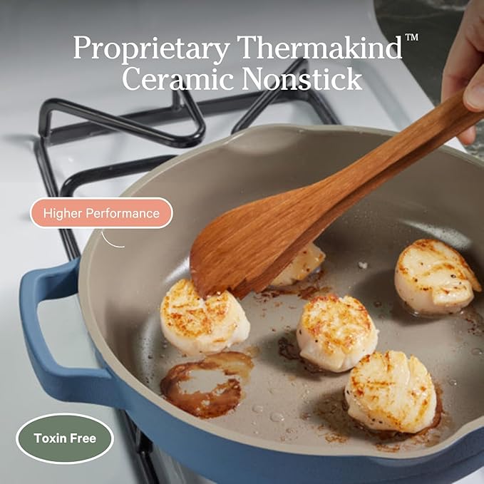 Our Place Large Always Pan | 12.5" Ceramic Pan with Modular Lid & Beechwood Spatula | Patented 10-in-1 Nonstick, Non-Toxic Cookware Made Without PFAS | Induction & Oven-Safe up to 450°F | Char