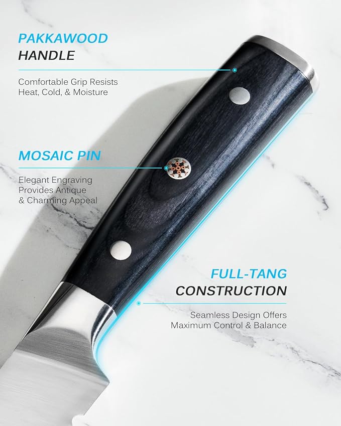 KYOKU 10" Serrated Bread Knife, Samurai Series Serrated Knife for Homemade Bread Pastries with Pakkawood Handle, Japanese Style High Carbon Steel Cake Knife, Full Tang Bread Knife with Sheath & Case