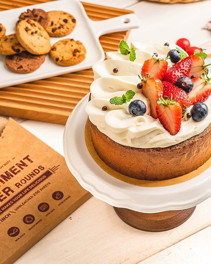 Baklicious 250Pcs 8 Inch Parchment Paper Rounds. Non Stick Round Parchment Paper, Baking Parchment Circles for Cake Baking, Patty Separating, Tortilla Wrapping