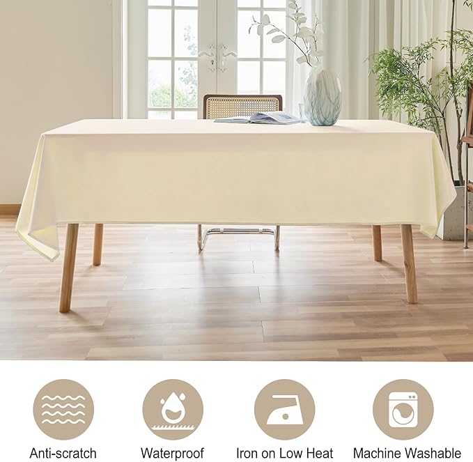 AUSSPVOCT Textured Tablecloth Rectangle 60x84 Water Resistant Spill-Proof Wipeable Table Cloth Wrinkle Free Fabric Dining Table Cover for Birthday Farmhouse Christmas Holiday Tablecloths