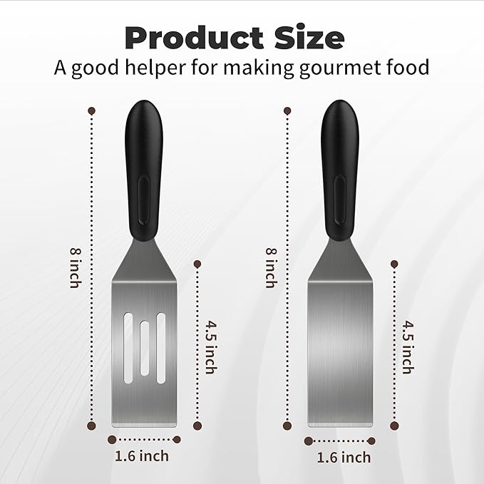 Stainless Steel Spatula Set,Mini Serving Spatula for Kitchen Use,Metal Spatula for Cooking with Heat Resistant Handle,Metal Spatulas for kitchen use for Pancakes、Lasagna、Brownies、Cake and Cookie (2PC)
