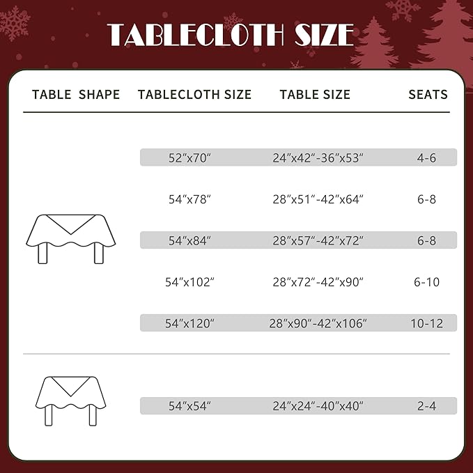 Christmas Rectangle Table Cloth,100% Waterproof Tablecloth,Christmas Decorations for Home, Vinyl Tablecloth Plastic Table Cover for Party，Picnic,Dining,Outdoor 54" x 84",Merry Ribbon