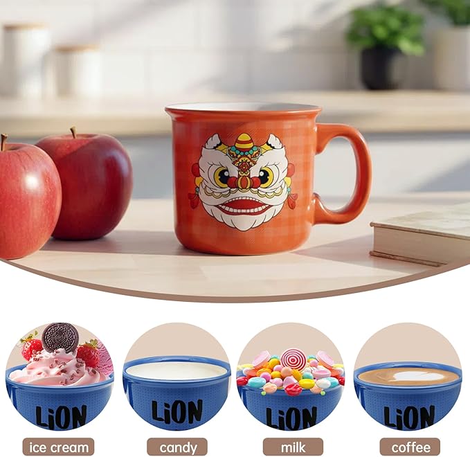 Ceramic Coffee Mugs Set Of 4,14 Oz Coffee Cups With Handle, Large Coffee Mugs Perfect For Cappuccino, Latte, Americano, Tea Bag, Beverage