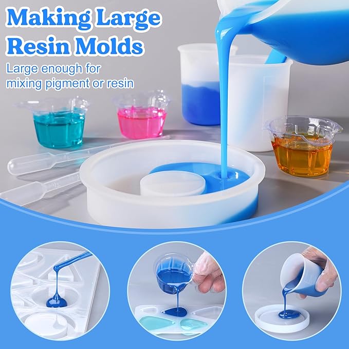 LET'S RESIN Silicone Measuring Cups for Resin Supplies, 600ml/20oz&100ml Thickening&Non-Stick Resin Mixing Cup kits, Silicone Cups for resin mold，Easy to Clean