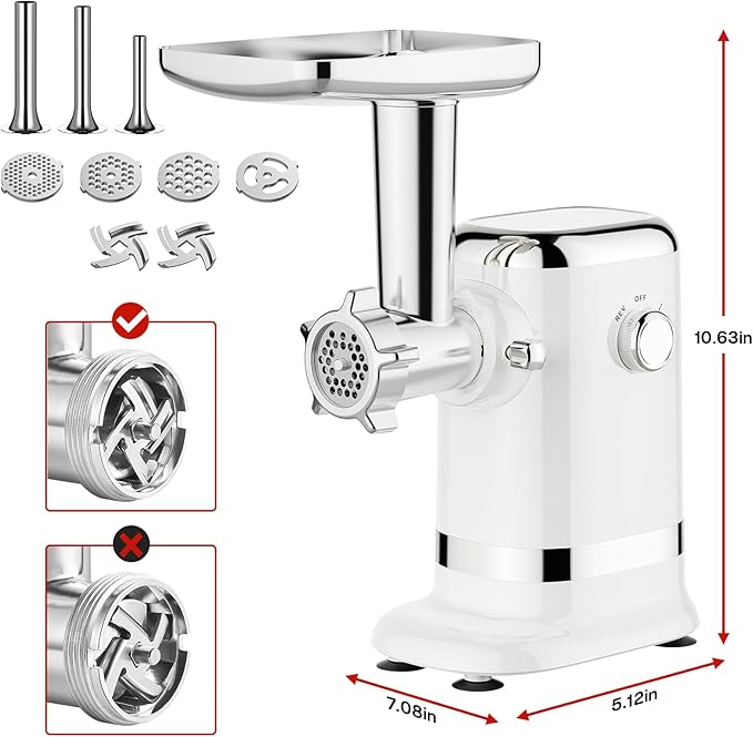 GVODE Meat Grinder & Sausage Stuffer - 2800W Max Power, 3 Sausage Tubes, 2 Blades, 4 Plates - Home Use Meat Smasher for Ground Beef & Sausage Maker Machine