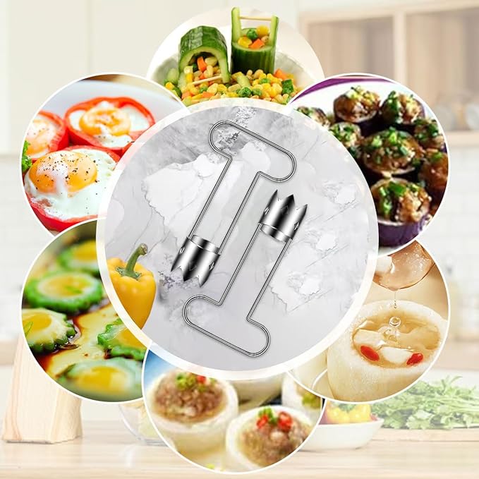 2 PCS Red Bell Pepper Seed Corer-Multifunctional Fruit And Vegetable Core Remover,Kitchen Gadgets for Pepper, Pineapple, Pear (Thickened T-Type)