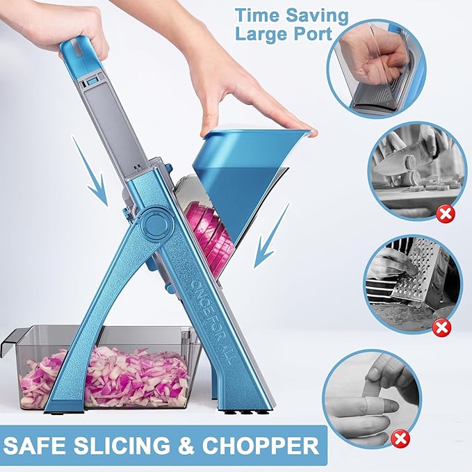 SAFE SLICER GRAY + LARGE MANDOLINE SLICER AND CHOPPER Blue
