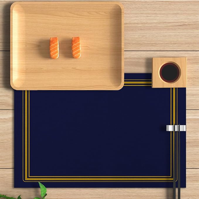 Blue Classic Collection Placemats WashableTablemats Resistant Place Mats Kitchen Decor Dining Decoration for Party, Placemats Set of 4-14