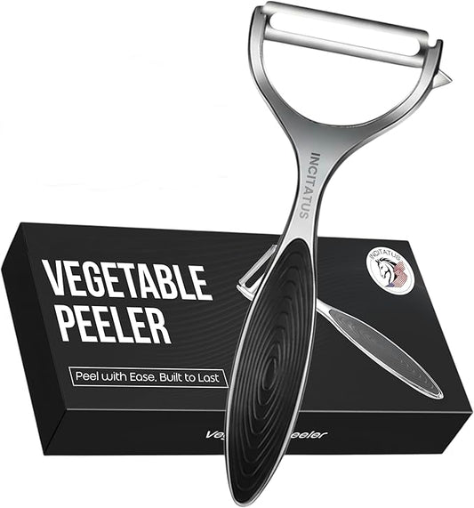 INCITATUS Vegetable Peeler – Ultra Sharp Stainless Steel Potato & Fruit Peeler, Ergonomic Non-Slip Handle, Swivel Blade for Potatoes, Carrots, Cucumbers & Apples, Kitchen Peeling Tool