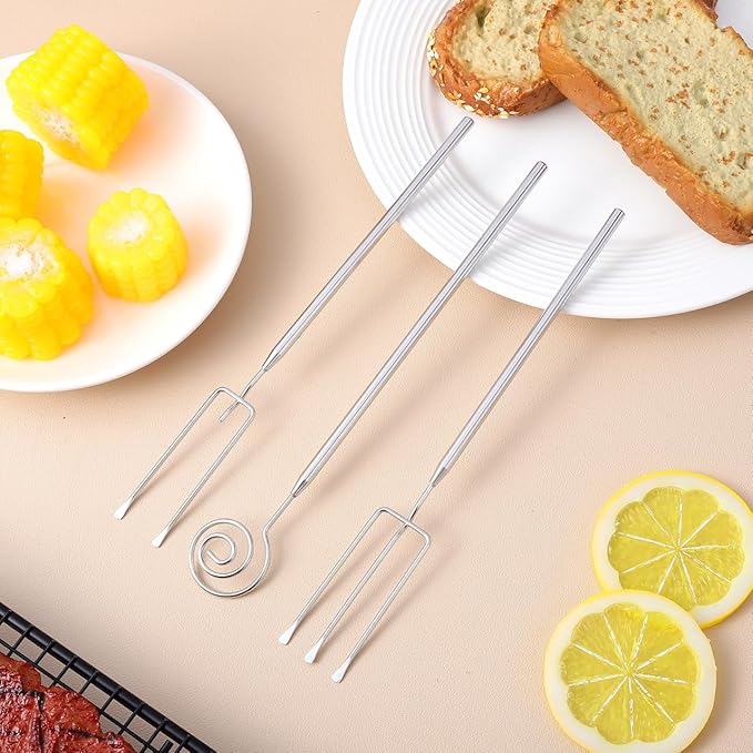 3Pcs Chocolate Dipping Tools, Stainless Steel Truffle Candy Dipping Tools Set, Baking Supplies Stainless Steel Fondue Fork, Cooking Supplie for Home Bakers Dishwasher Safe