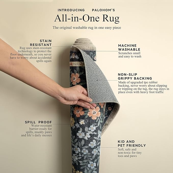 Machine Washable Rug Runners for Hallways: 2'6"x8' Kitchen Rugs Stain Resistant Non Slip Low Pile Soft Carpet Runner Rug for Entryway Bedroom Indoor Bedside Bathroom Laundry Room Farmhouse