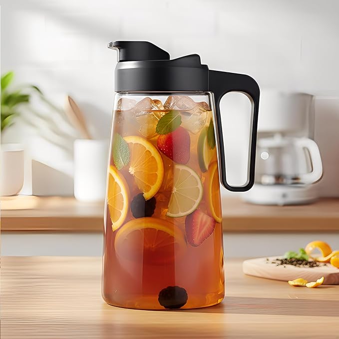 Sivaphe Large Ice Cold Coffee Maker 2 Quart, Dishwasher Safty Traitan Carafe Pitcher Leak Proof, Reusable Filter 64 oz Iced Hot Coffee Tea Method Brewer