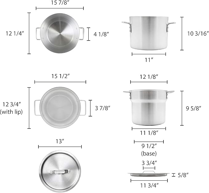 Excellante 20 Quart Aluminum Heavy Gauge Double Boiler Satin Finish