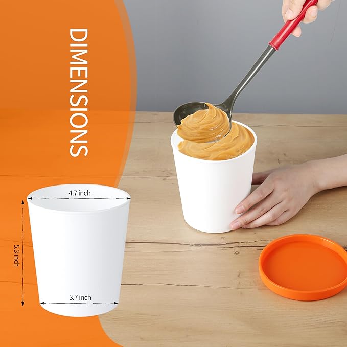 Ice Cream Containers for Homemade (4 Pack - 1 Quart Each), Reusable PP Plastic Ice Cream Storage Containers for Freezer, Leak-Free Ice Cream Containers with Silicone Lids