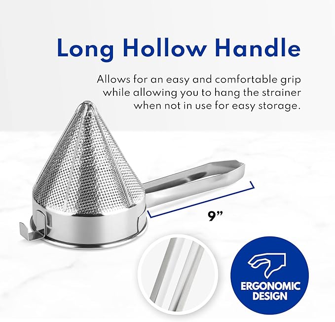 New Star Foodservice 34219 18/8 Stainless Steel China Cap Strainer, 7-Inch, Fine Mesh