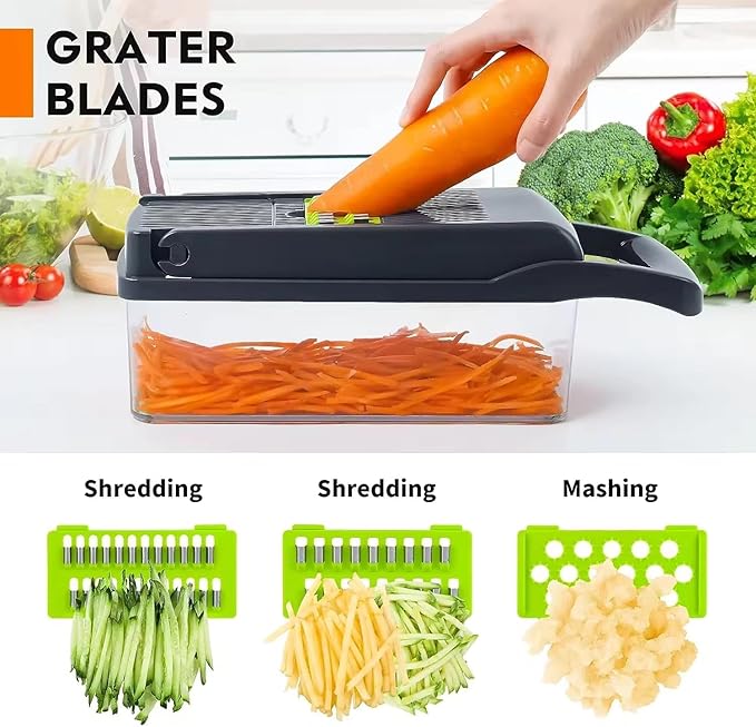 16-in-1 Vegetable Chopper Pro with Container & Lid - Onion Dicer, Food Processor, Salad Chopper - BPA-Free Kitchen Gadget for Easy Meal Prep