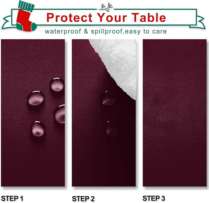 Hiasan Burgundy Tablecloth for Square Tables - Waterproof and Spillproof Washable Fabric Table Cloth for Dining Room Kitchen Party, 30 x 30 Inch