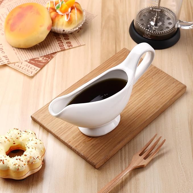 Zerodeko Sauce Pot Kettle Sauce Serving Bowls Dispensers Honey Server Small Side Dishes Dishes Tray Mini Appetizer Plates Side Seasoning Dish Gravy Boat Mini Fridge Lid Ceramics White
