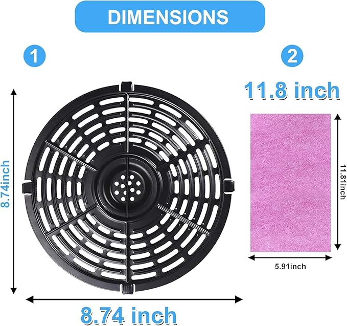 HEISENLIN 6.5QT Air Fryer Grill Crisper Plate for Ninja OP302/OS301/OS300/FD302/FD305 Foodi Pressure Cooker Air Fryers, Upgraded Grill Pan Grate Tray Rack Grid Shelf for Ninja Air Fryer, Nonstick