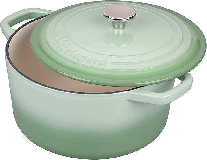 VORRINGARD Enameled Cast Iron Dutch Oven Pot with Lid, for Bread Baking, Round Bread Oven- include Sourdough Bread Baking Supplies Set, 4.5QT, Green