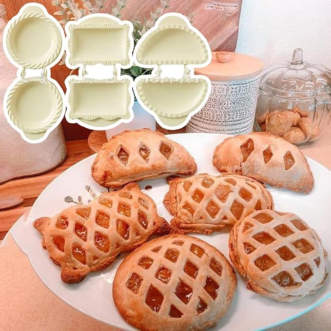 DABATO Classic Mini Hand Pie Molds, 3 Fall Shapes Mini Pie Molds, One Press Autumn Cottage Pie Set for DIY Baking, Dough Presser Pocket Pie Molds for Picnics, Barbecues and Lunch Boxes (3 PCS)