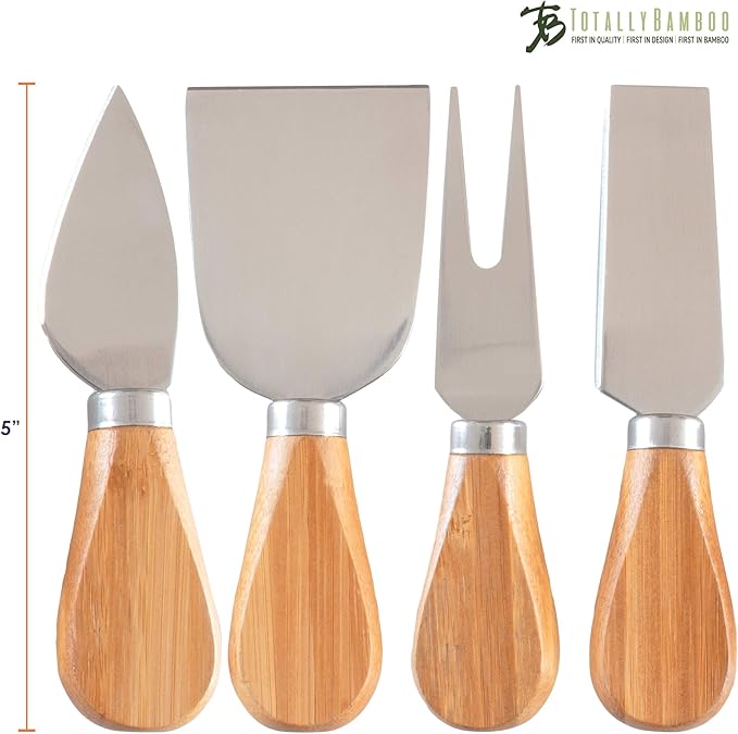 Totally Bamboo 4-Piece Cheese Tool Set, Charcuterie Board Accessories