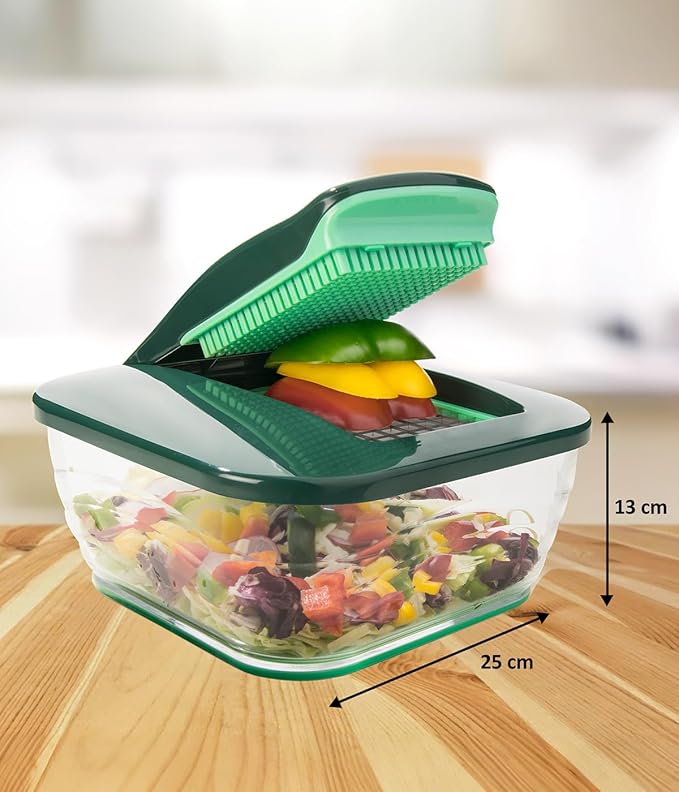 Genius Nicer Dicer Chef 9 Piece + Tomato Vegetable Slicer - For Conscious and Healthy Daily Eating Fruit Slicer, Onion Cutter, Cabbage Chopper, Green