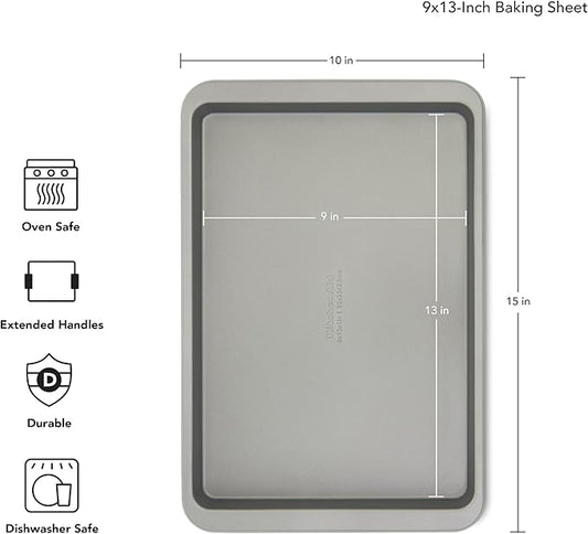 KitchenAid 9x13in Nonstick Aluminized Steel Baking Sheet, Contour Silver (Pack of 6)
