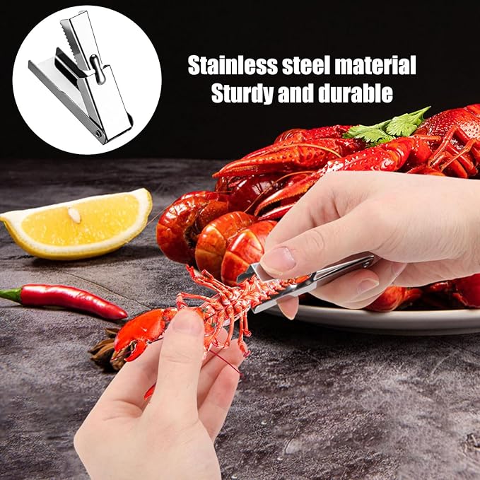 3pcs Crawfish Peeler Tool, Stainless Steel Crawfish Tail Peeler Sheller Effortless Shrimp Shucker Shelling Device Cracker Metal Crayfish Opener Gadget for Kitchen Restaurants Seafood Lovers