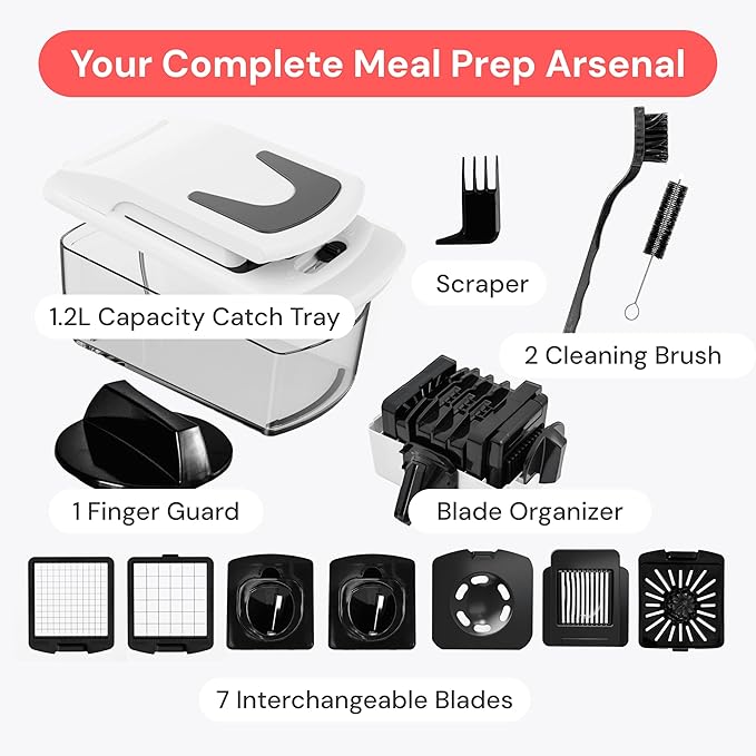 Fullstar The Original Pro Chopper - Vegetable Chopper and Spiralizer, Food Chopper with Container, Fruit Slicer, Kitchen Gadgets & Gifts, Home Essentials (7 in 1, White)