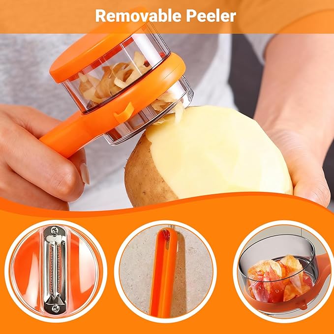 2Pcs New Kitchen Special Fruit Peeler with Box Storage, 2026 Upgraded Double-Sided Stainless Steel Blade, Peeler With Container, Vegetable Peelers for Kitchen Fruit Peeling Supplies (Green&Orange)