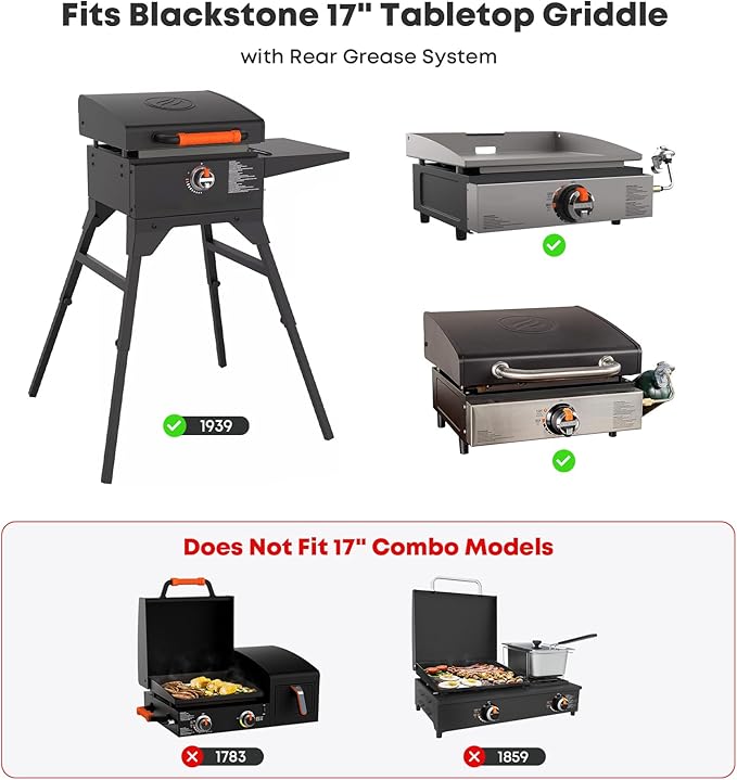 Stanbroil Stainless Steel Flat Top Griddle for Blackstone 17 Inch Tabletop Grill Station, Griddle Replacement Top with Rear Grease System