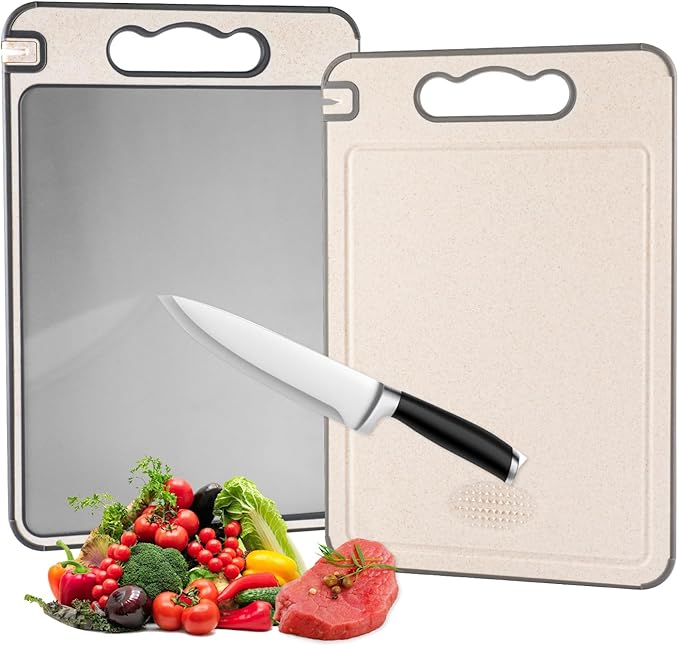 Double-Sided Titanium Chopping Board for Meat and Vegetables, Sturdy, Scratch-Resistant Mesh Design for Handling Meat and Vegetables Separately