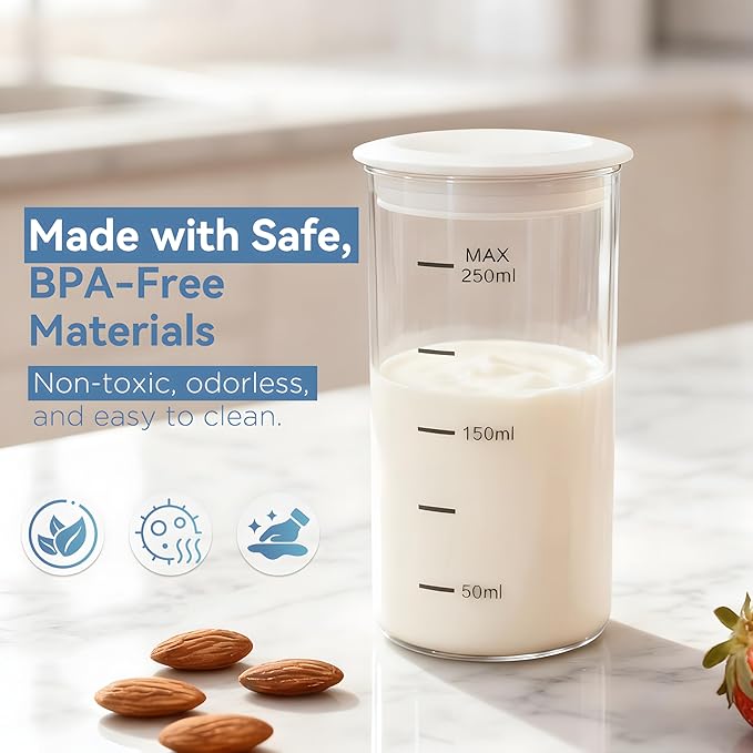 Yogurt Maker Machine with Auto Cooling, 250ml/8.5oz Personal Yogurt Machine, One-Touch Control, Fresh Yogurt Daily, Compact Yogurt Maker for Home & Office