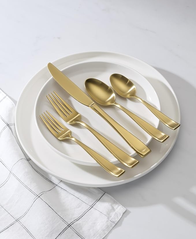 Oneida 899228 Moda Gold Satin 20-Piece Flatware Set, Service For 4