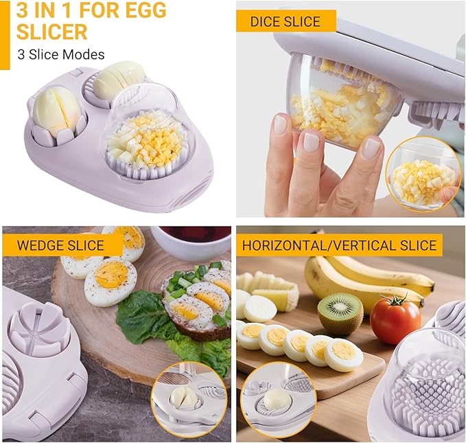 Egg Slicer and Grape Slicer for Fruit Salad, 4 Slicing Modes Slicer, Stainless Steel, Easy Grape and Tomato Slicing, for Egg, Grape, Strawberry,Cherry,Tomato,Send Goods From Local Warehouse