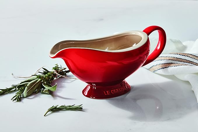 Le Creuset Heritage Stoneware Gravy Boat, Cerise