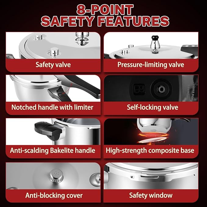 Small Pressure Cooker Stainless Steel, Deeluban 3.17 Quart Thickened Pressure Cooker with Safety Valves Safeguard Devices, Even Heat Distribution, Compatible with Gas & Induction Cooker 1-2 people Use